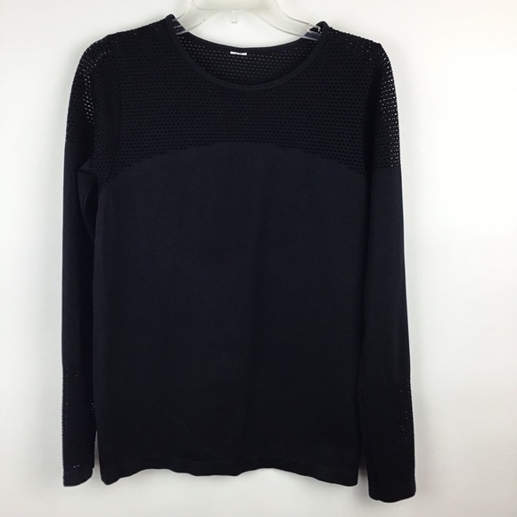 Fabletics Tops - Fabletics Black Mesh Compression Top Size L (A-40)